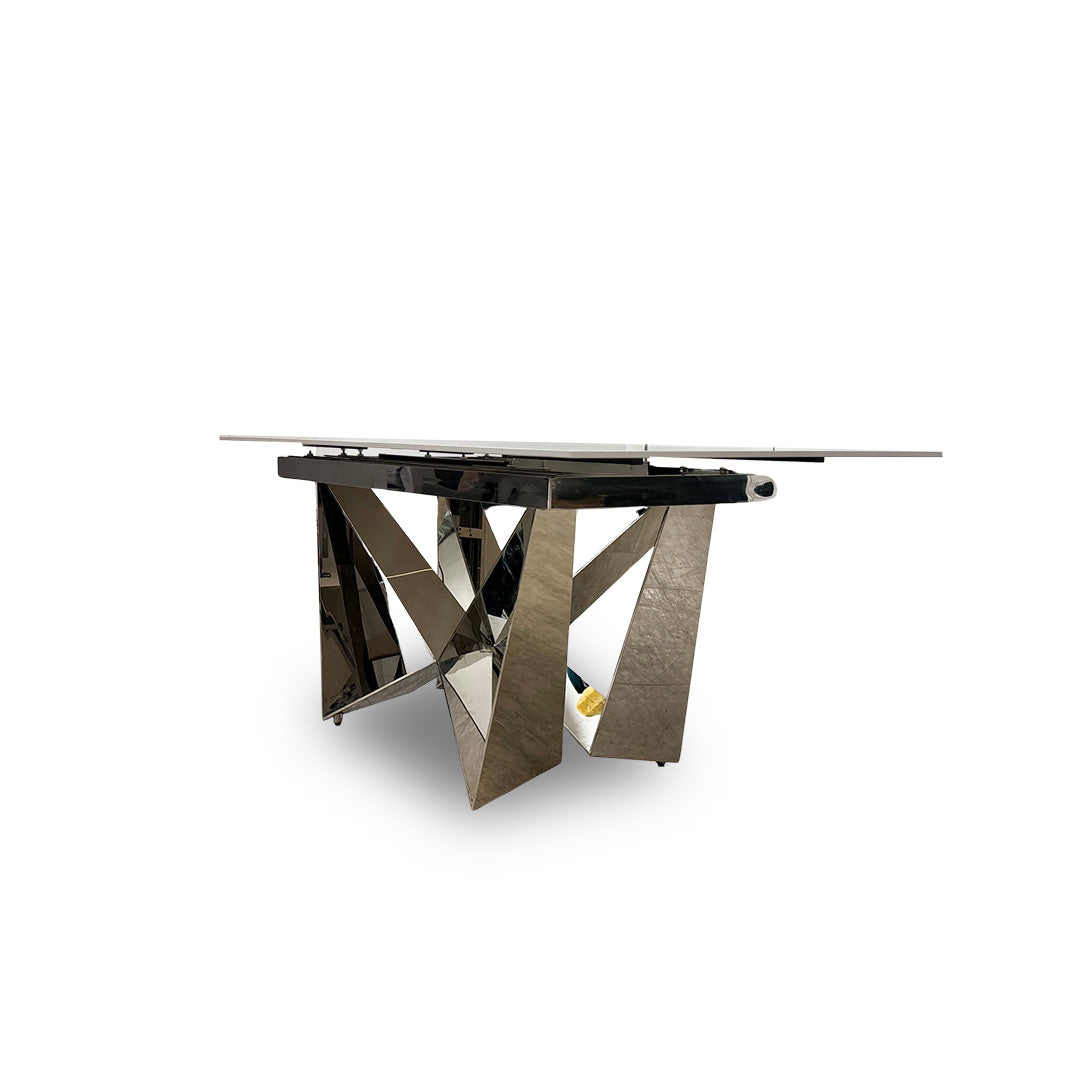‘Marvel’ Chrome Ceramic Top Small Extending Dining Table - 160cm