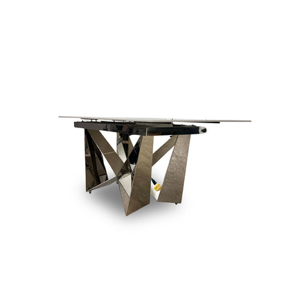 ‘Marvel’ Chrome Ceramic Top Small Extending Dining Table - 160cm