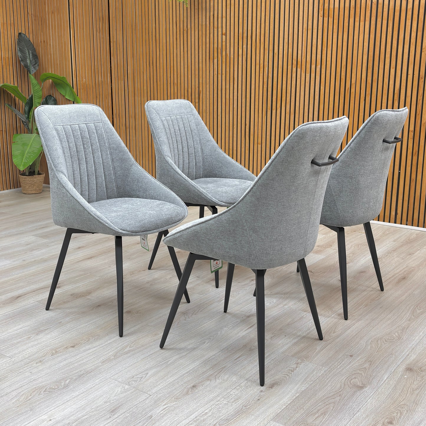 'Crete' Dark Grey Set of 4 Swivel Dining Chairs