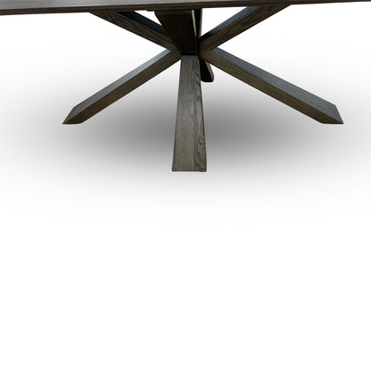 'Saigon' Dark Oak Veneer Wood Fixed Dining Table with Wooden Base