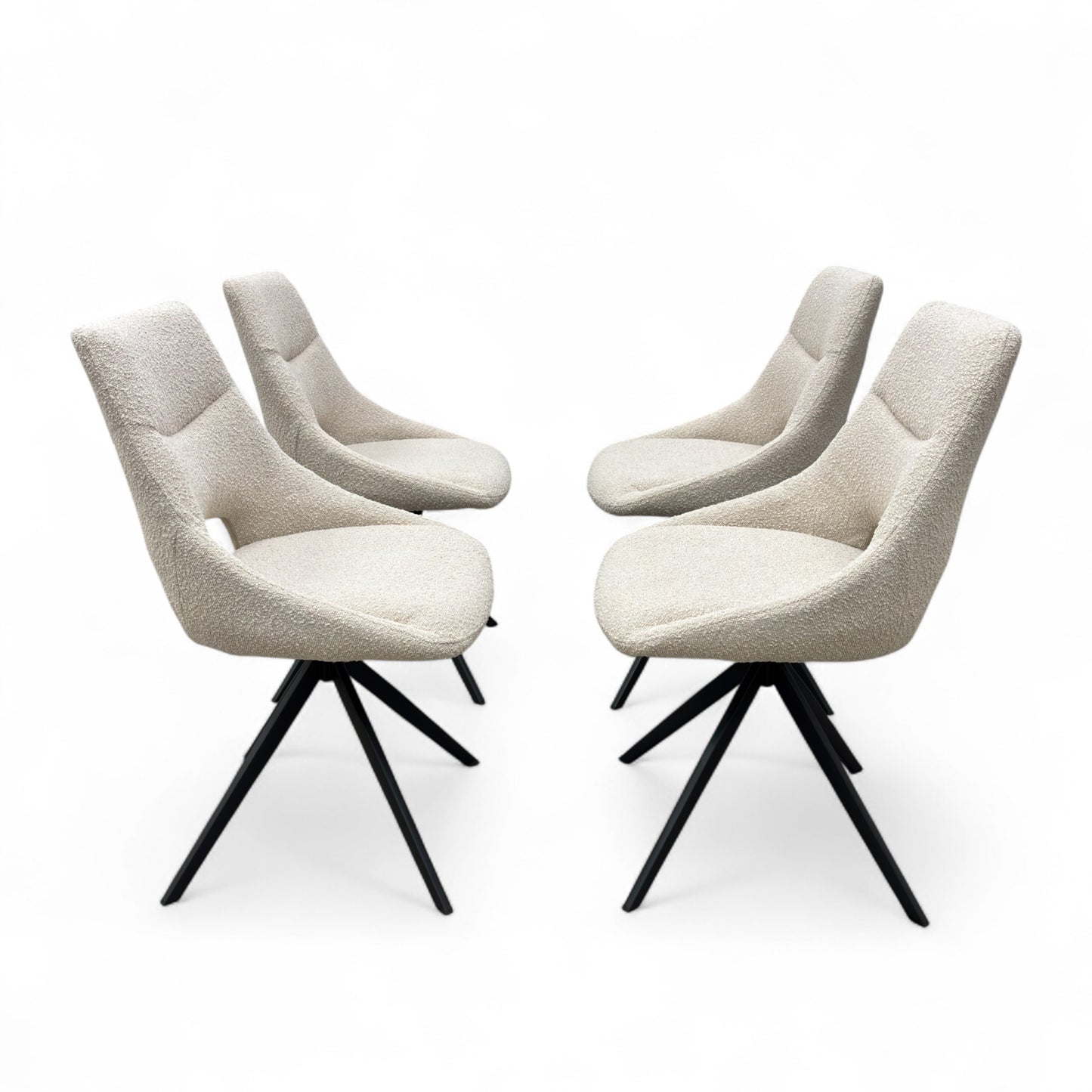 front view of the chair's seat and backrest cushioning for enhanced dining comfort.