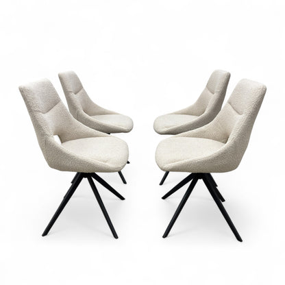front view of the chair's seat and backrest cushioning for enhanced dining comfort.