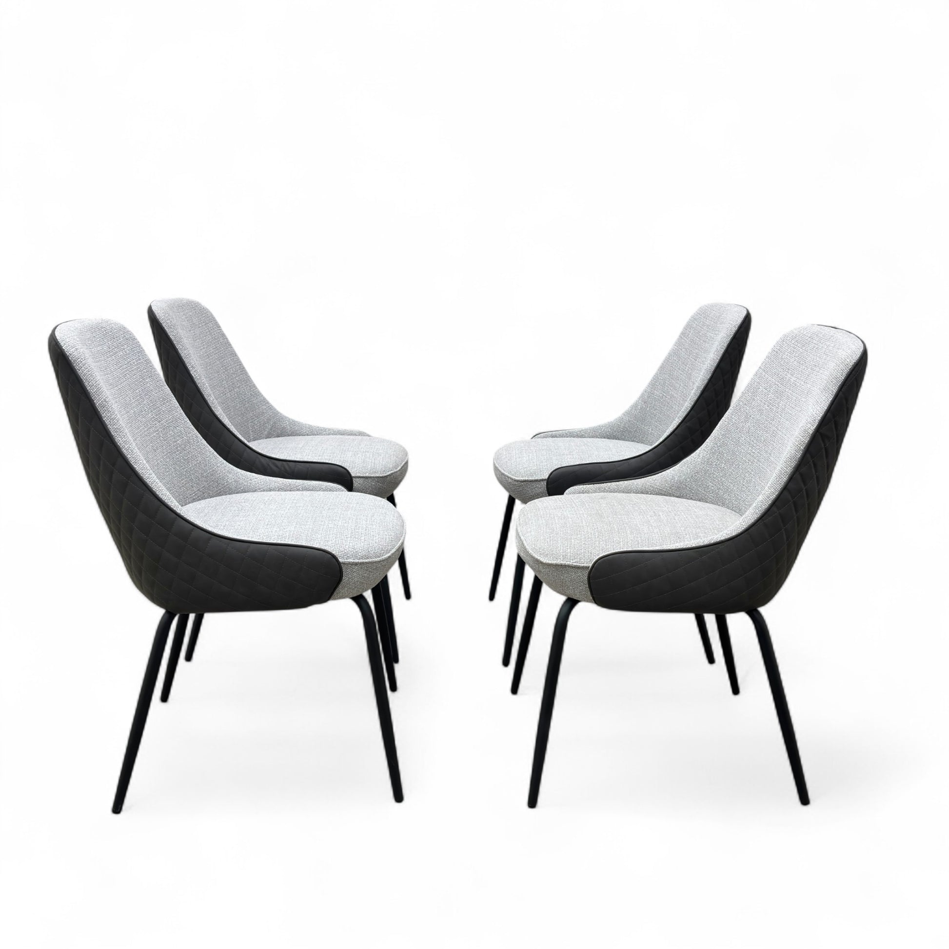 'Sadia' Grey Combination Dual Material Dining Chairs - Set of 4 Direct From Manufacturer