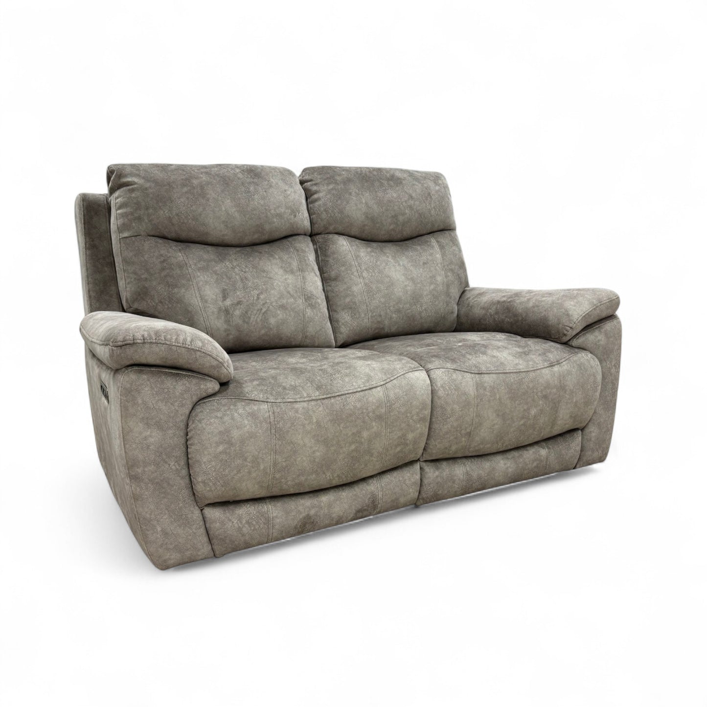 Detailed view of the footrest extension mechanism of the Sloane recliner, showing the gap beneath the cushion when partially open.