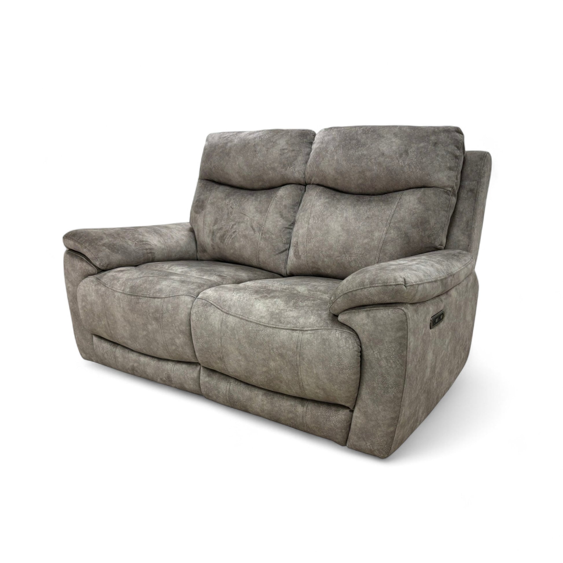 Detailed view of the footrest extension mechanism of the Sloane recliner, showing the gap beneath the cushion when partially open.