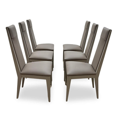 'Lusso' Taupe Panelled Faux Leather Dining Chairs - Set of 6