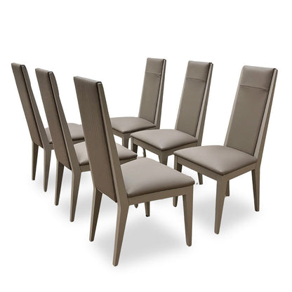 'Lusso' Taupe Panelled Faux Leather Dining Chairs - Set of 6