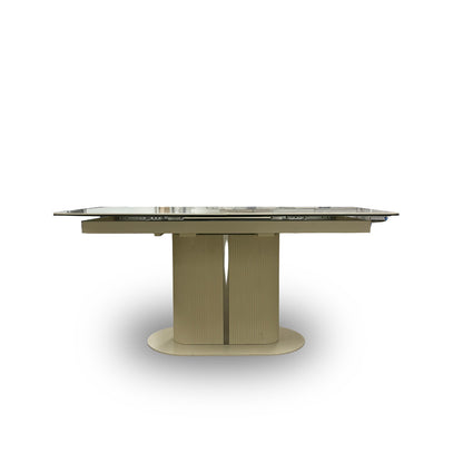 'Avorio' Marble Effect Ceramic-top Pop-Up Large Extending Dining Table