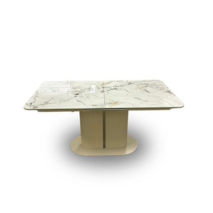 'Avorio' Marble Effect Ceramic-top Pop-Up Large Extending Dining Table
