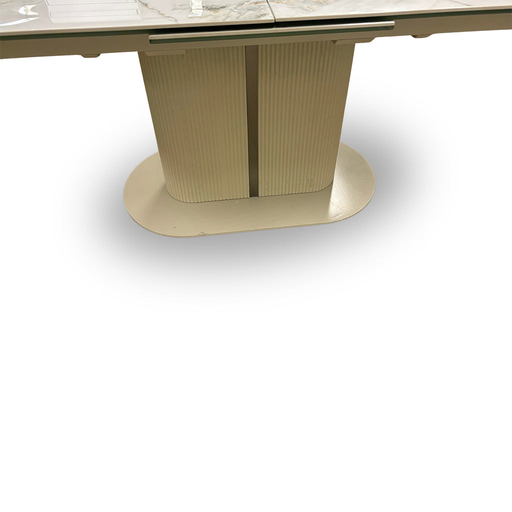 'Avorio' Marble Effect Ceramic-top Pop-Up Large Extending Dining Table