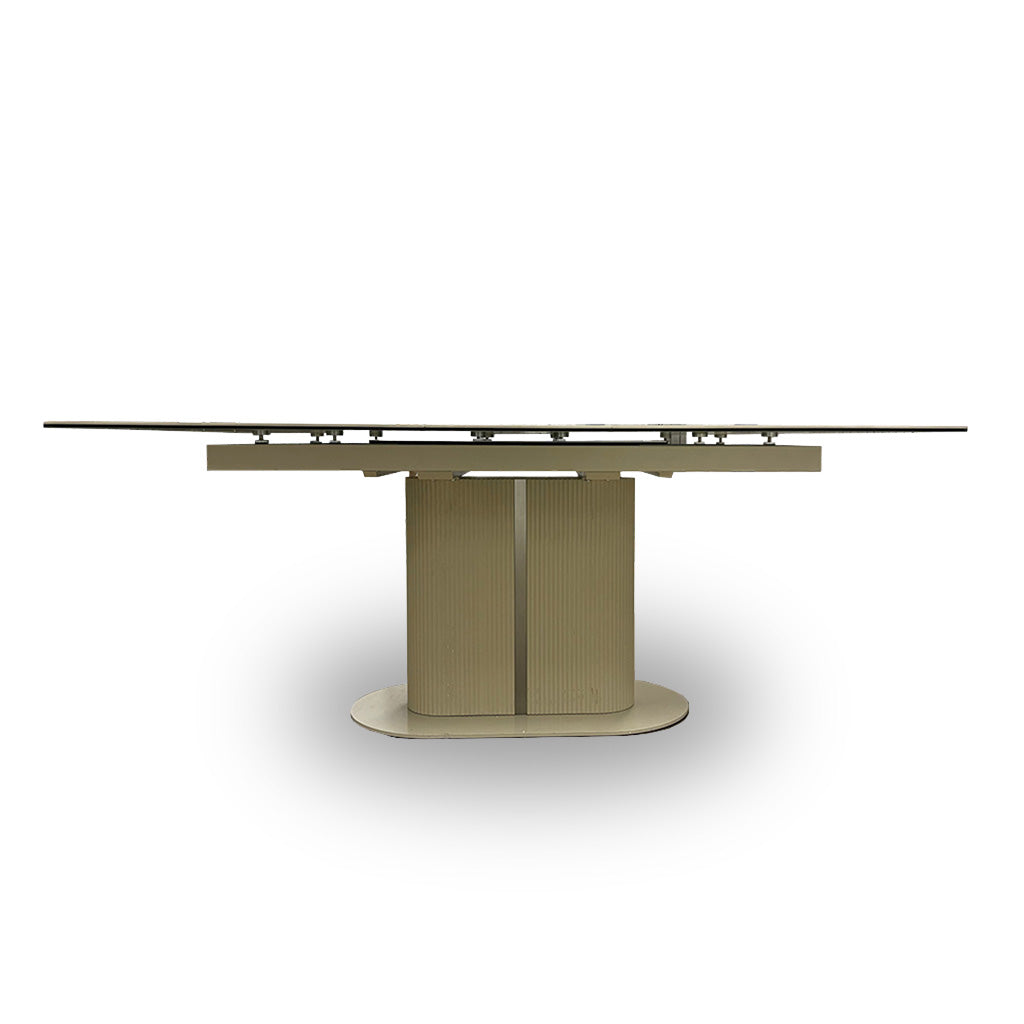 'Avorio' Marble Effect Ceramic-top Pop-Up Large Extending Dining Table