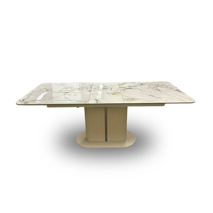 'Avorio' Marble Effect Ceramic-top Pop-Up Large Extending Dining Table