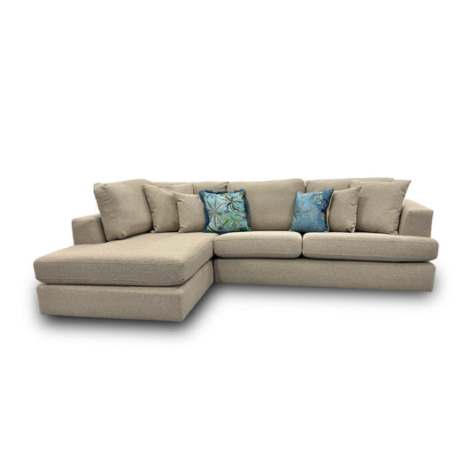 'Stratus' Ashley Oatmeal Weave Fabric Left Hand Facing Corner Chaise Sofa