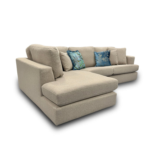 'Stratus' Ashley Oatmeal Weave Fabric Left Hand Facing Corner Chaise Sofa