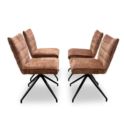 'Saturn' Rust Sumptuous Velvet Dining Chairs - Set of 4