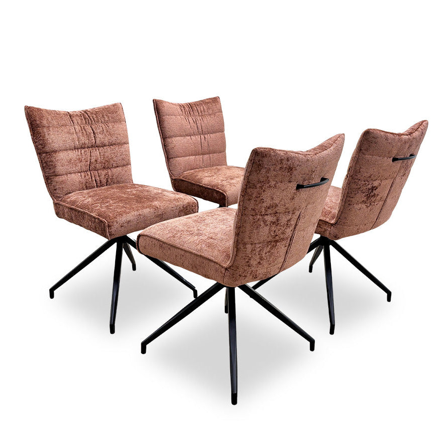 'Saturn' Rust Sumptuous Velvet Dining Chairs - Set of 4