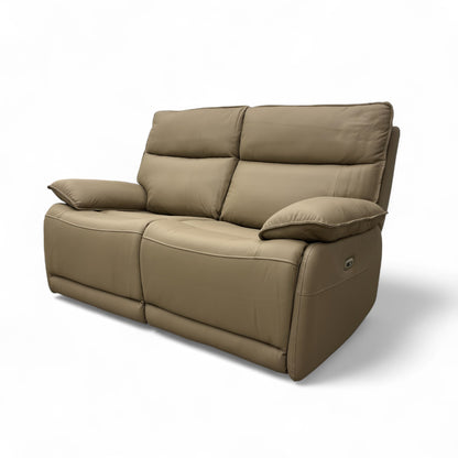 'Lugo' Latte Leather Power Recliner 2 Seater Sofa