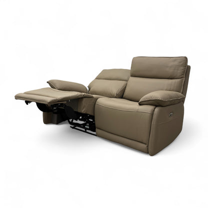 'Lugo' Latte Leather Power Recliner 2 Seater Sofa