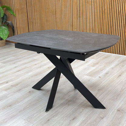 'Warrior' Grey Sintered Stone Swivel Extending Dining Table