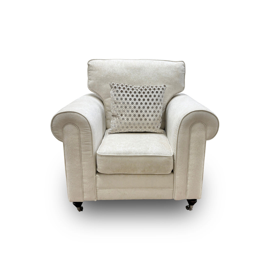 'Melody' Pearl Chenille Fabric Armchair