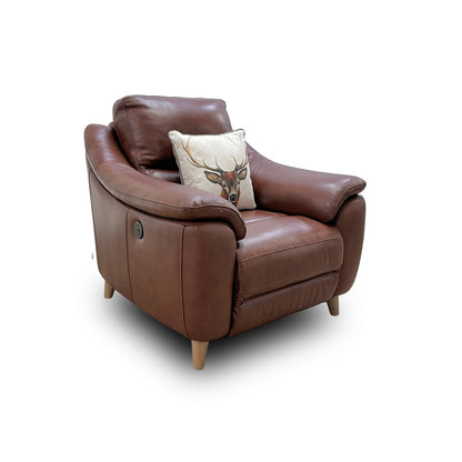 'Francis' Butterscotch Leather Power Recliner Armchair