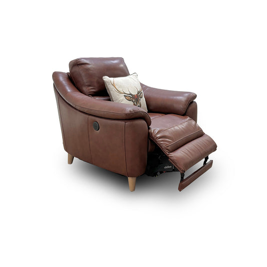 'Francis' Butterscotch Leather Power Recliner Armchair