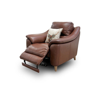 'Francis' Butterscotch Leather Power Recliner Armchair