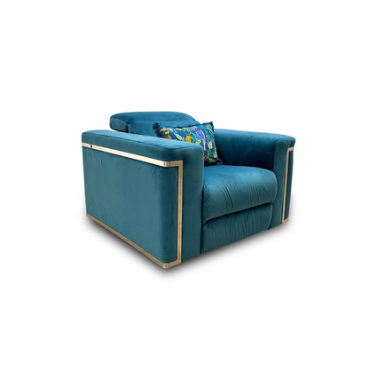 'Cora' Teal Velvet Power Recliner Chair with Power Headrests
