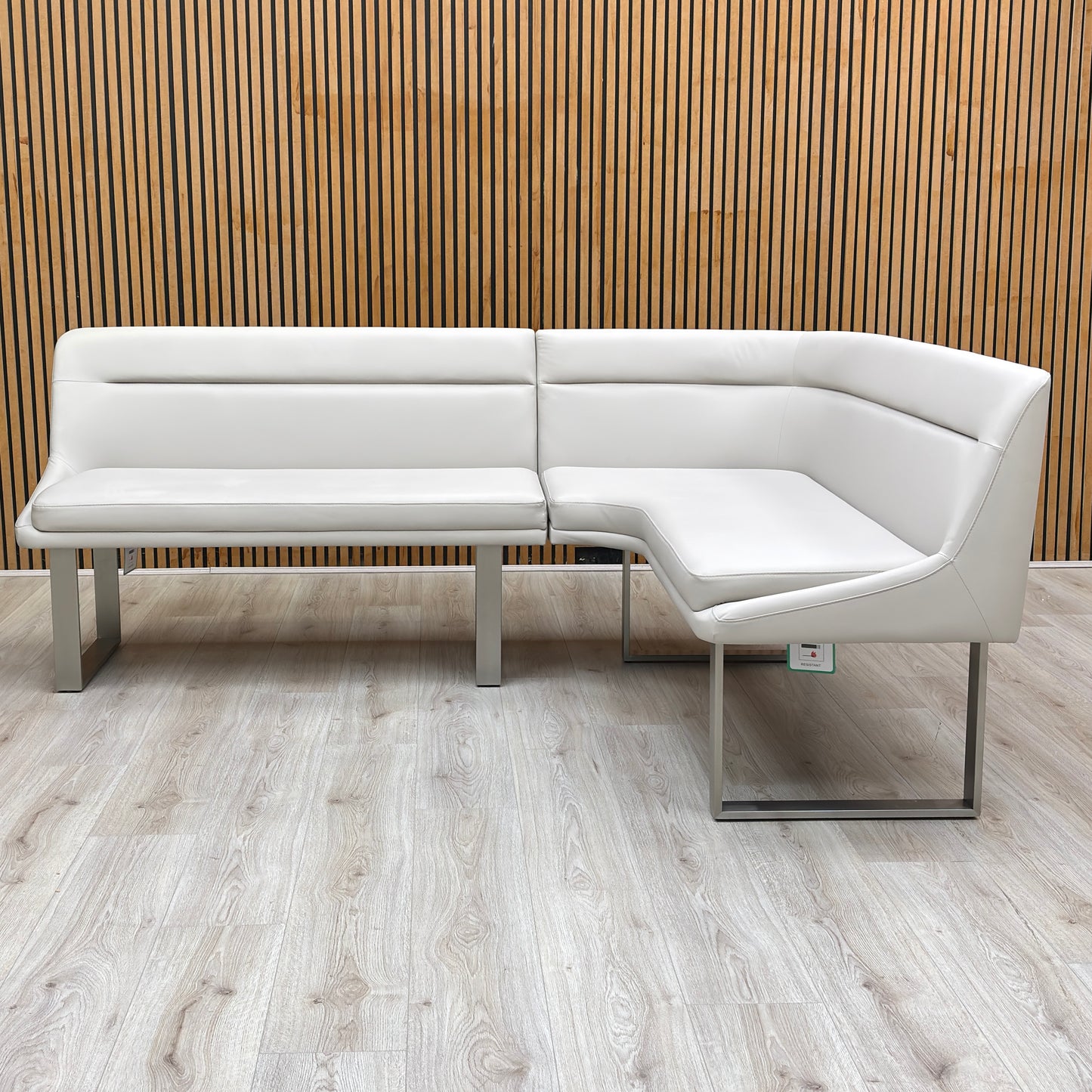 'Avorio' Neutral Faux Leather Right Hand Facing Corner Dining Bench