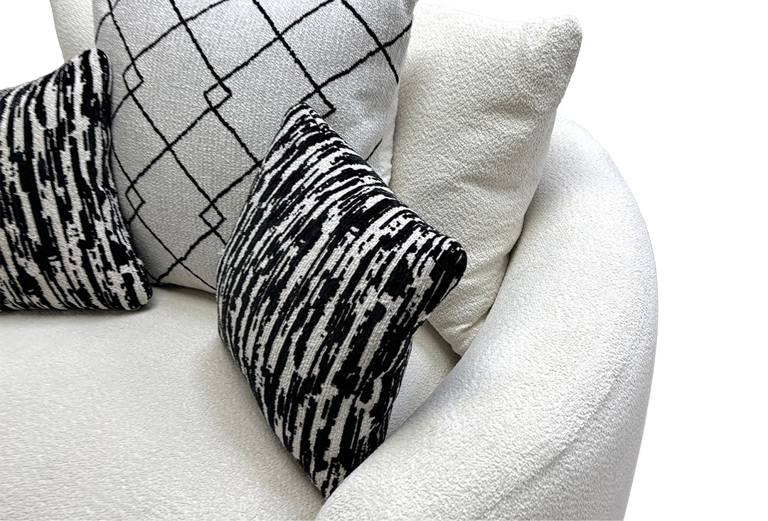 ‘Bow’ Ecru Ivory Boucle Swivel Cuddler Sofa
