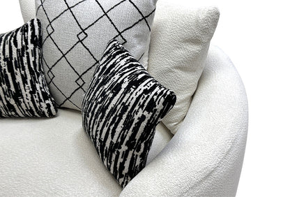 ‘Bow’ Ecru Ivory Boucle Swivel Cuddler Sofa