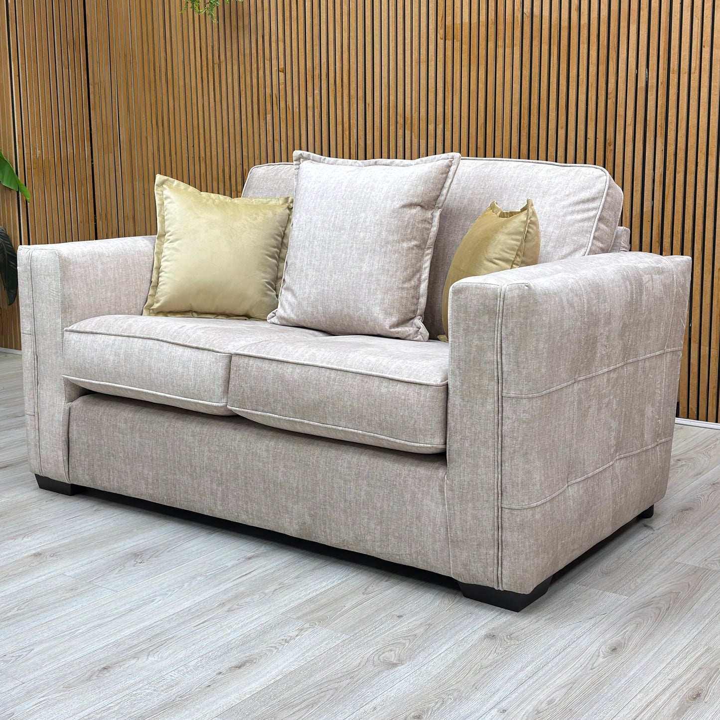 'Chelsea' Beige Vogue Velvet Formal Back 2 Seater Sofa