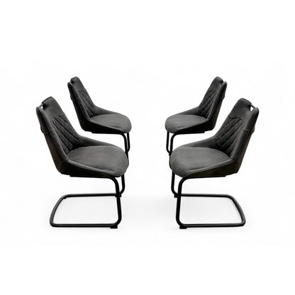 ‘Warrior’ Grey Fabric Set of 4 Cantilever Dining Chairs