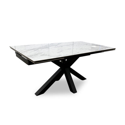 'Glacier' Marble Effect 160cm Ceramic Top Extending Dining Table