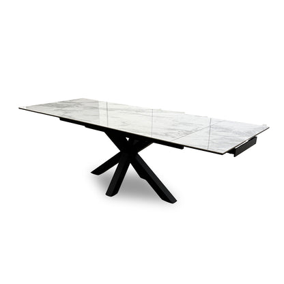 'Glacier' Marble Effect 160cm Ceramic Top Extending Dining Table