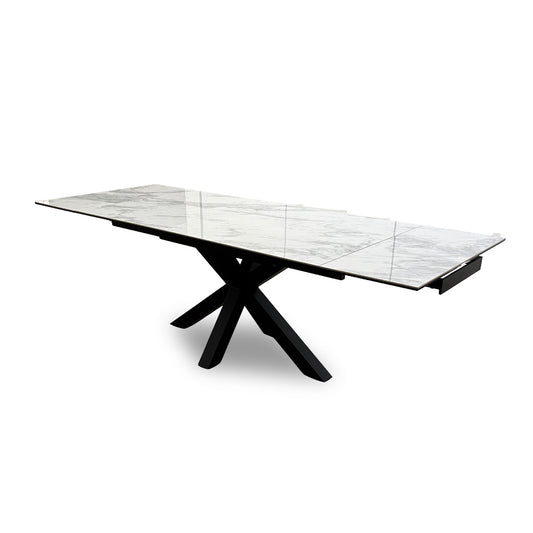 'Glacier' Marble Effect 160cm Ceramic Top Extending Dining Table