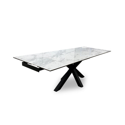 'Glacier' Marble Effect 160cm Ceramic Top Extending Dining Table