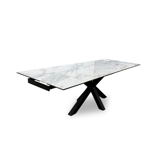 'Glacier' Marble Effect 160cm Ceramic Top Extending Dining Table