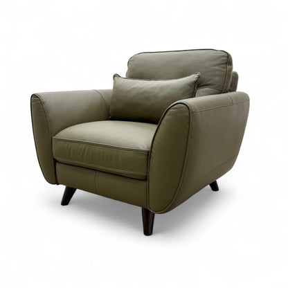 Side profile view of the Fabb 'Ava' armchair, illustrating the 93 cm depth and the gentle slope of the back and armrests.