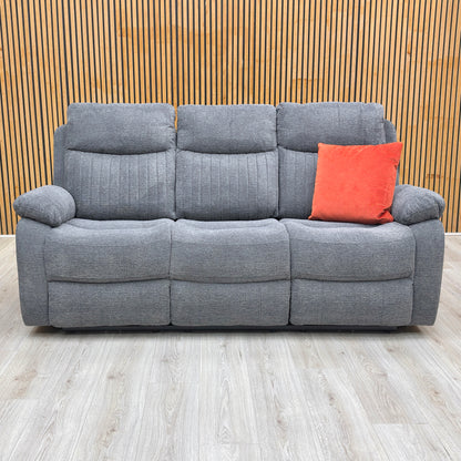 'Brystol’ Dark Grey Woven Fabric 3 Seater Power Recliner Sofa with Drop Down Cup Holder