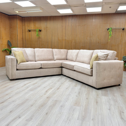 'Chelsea' Vogue Beige Velvet Formal Back 2 Corner 2 Sofa