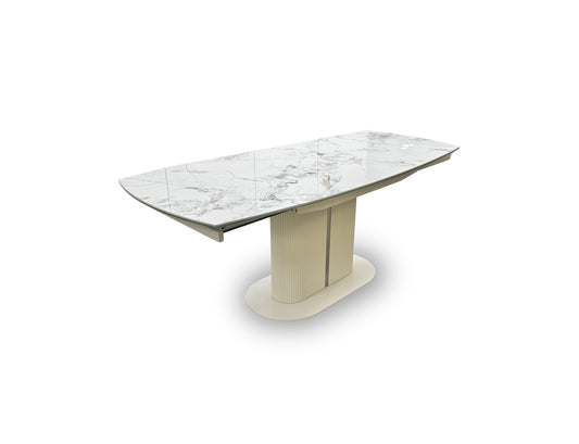 'Avorio' Marble-Effect Ceramic Top Swivel Extending Dining Table