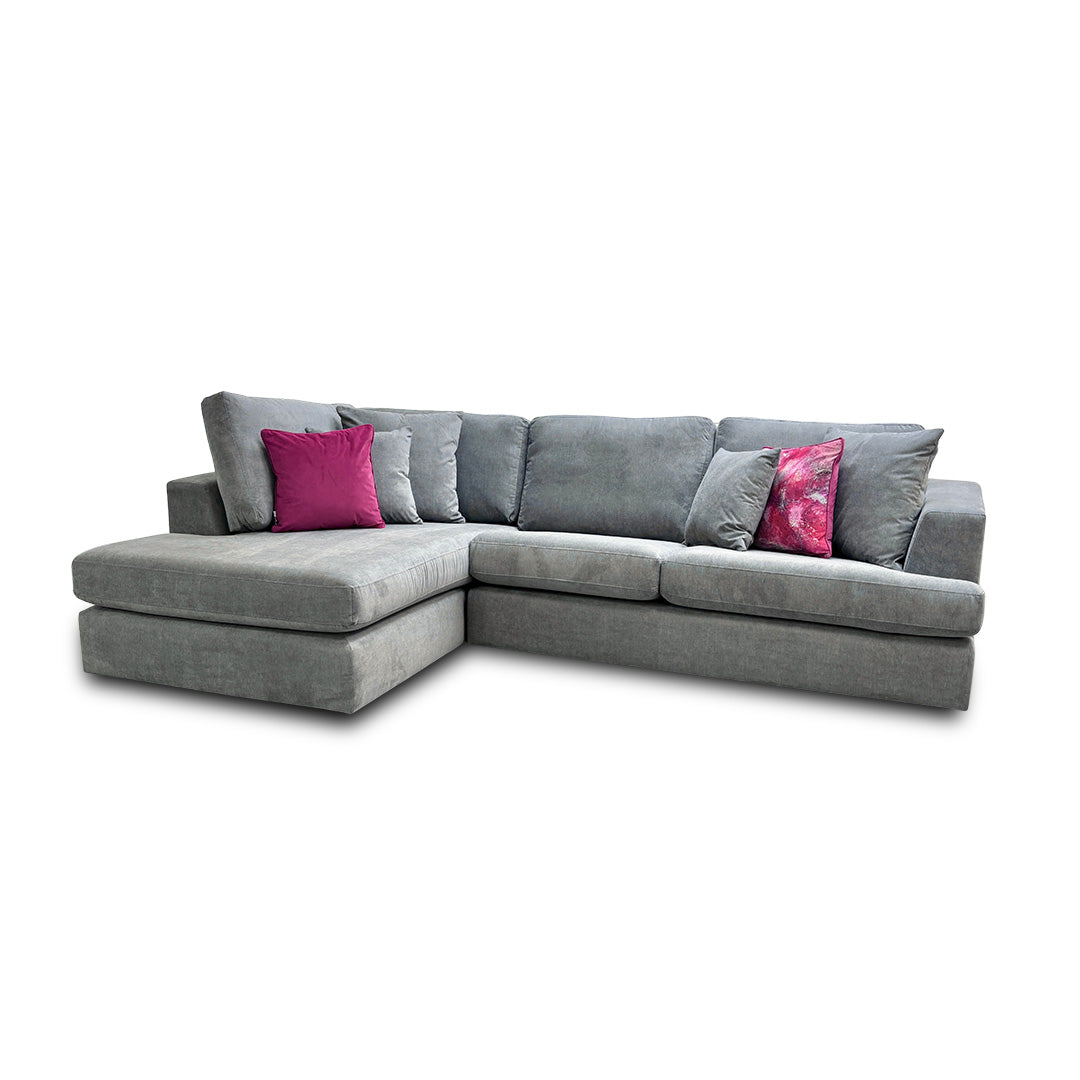 'Stratus' Graphite Gracelands Fabric Left Hand Facing Corner Chaise Sofa
