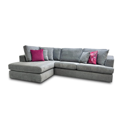 'Stratus' Graphite Gracelands Fabric Left Hand Facing Corner Chaise Sofa