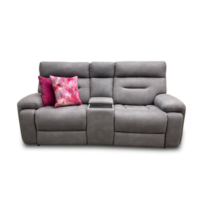 'Cinemax' Nappa Grey Media 2 Seater Fabric Power Recliner Sofa with Power Headrests