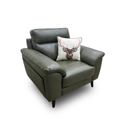 'Jayley' Oslo Pine Leather Double Sided Pull-Out Cup Holders and Extra Storage Armchair