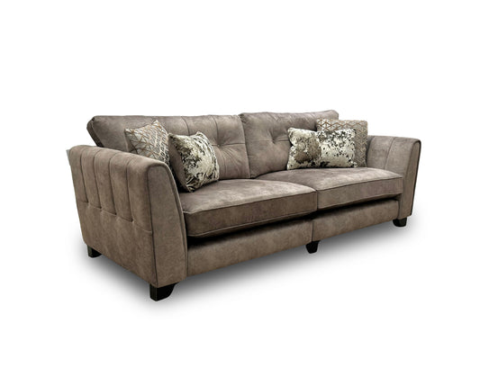 'Ariana' Dapple Chocolate Velvet No Insert 4 Seater Classic Back Split Frame Sofa