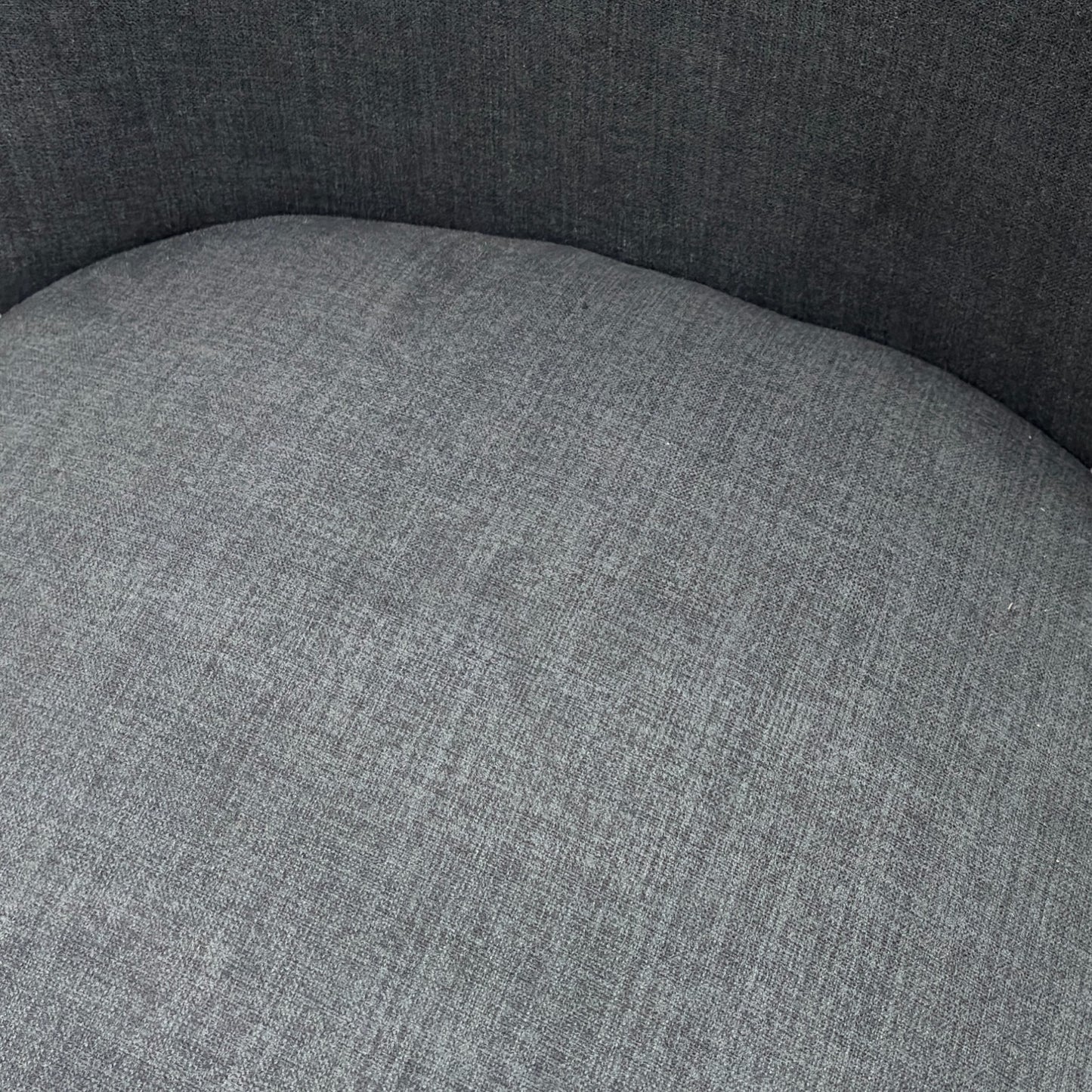 Rear view of the 'Hamilton' dining chair, showcasing the charcoal grey upholstery on the backrest.