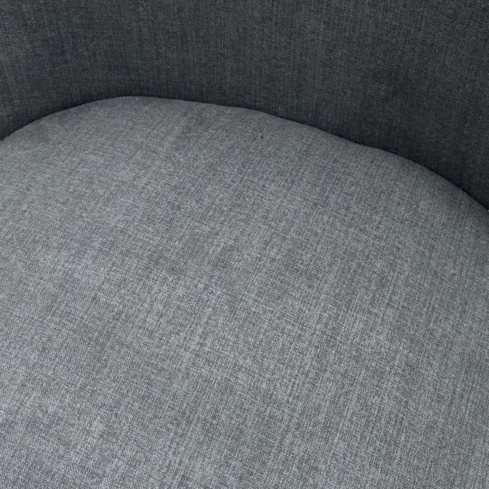 Rear view of the 'Hamilton' dining chair, showcasing the charcoal grey upholstery on the backrest.