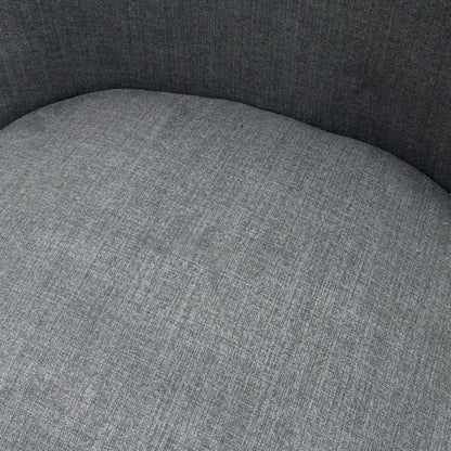 Rear view of the 'Hamilton' dining chair, showcasing the charcoal grey upholstery on the backrest.